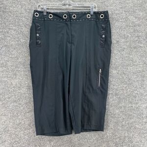 Tail Tech Cropped Pants Women 14 Black High Rise Flat Front Pockets Casual